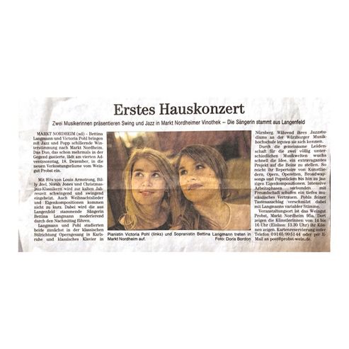 Duo Bettina Langmann & Victoria Pohl_Zeitungsartikel 2022
